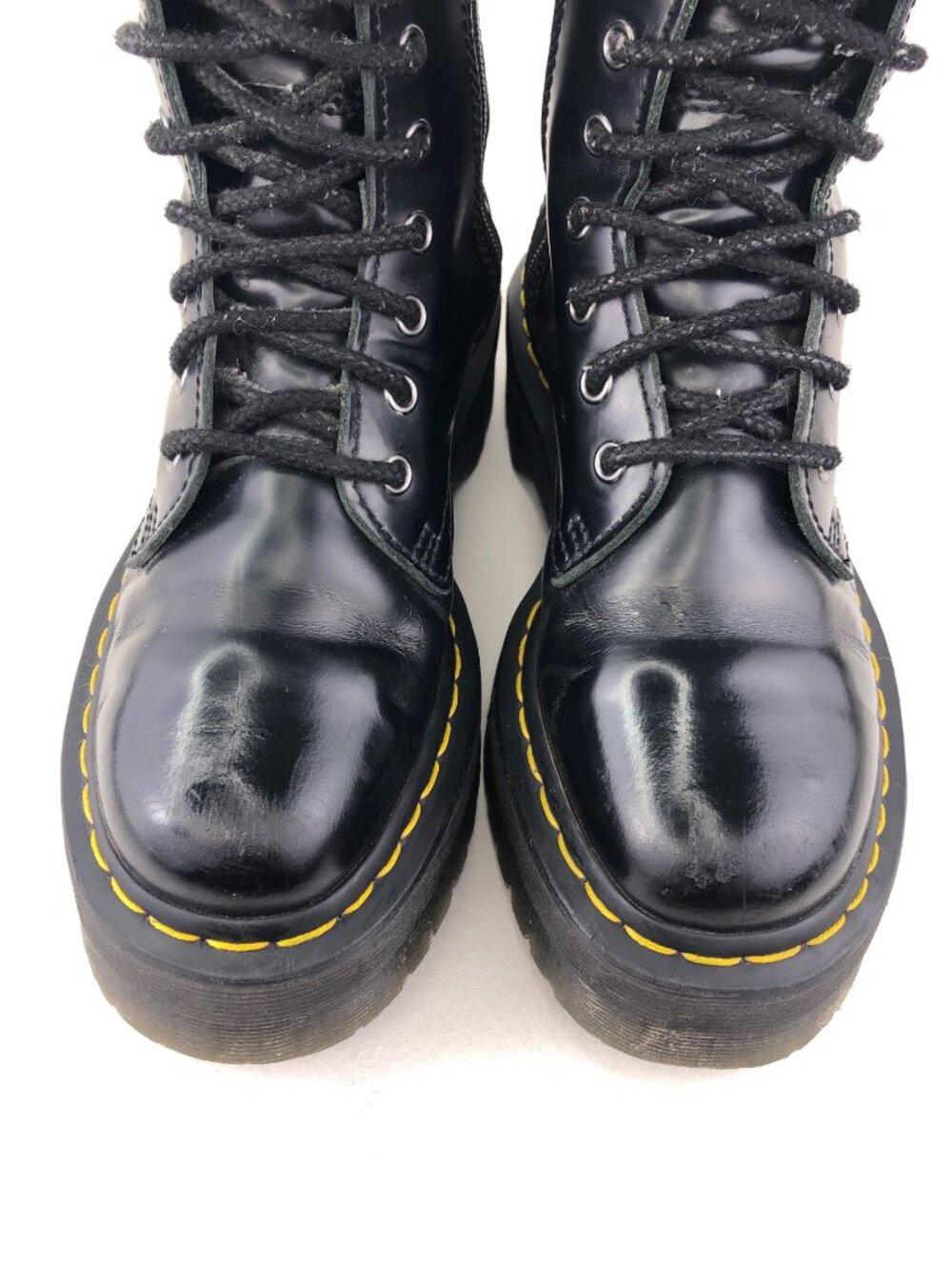 Dr. Martens Jadon Black Leather Platform Combat Boots 7 - Picture 12 of 15